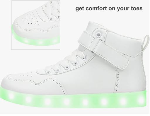 Unisex Kids LED Light Up Shoes High Top Cool USB Rechargeable Flashing Sneakers