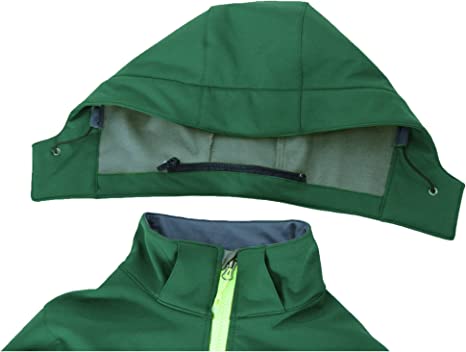 Boys Waterproof Softshell Jackets Fleece Lined Windpoof Raincoats with Hood