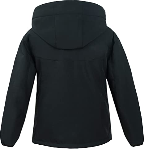 Boys Waterproof Softshell Jackets Fleece Lined Windpoof Raincoats with Hood