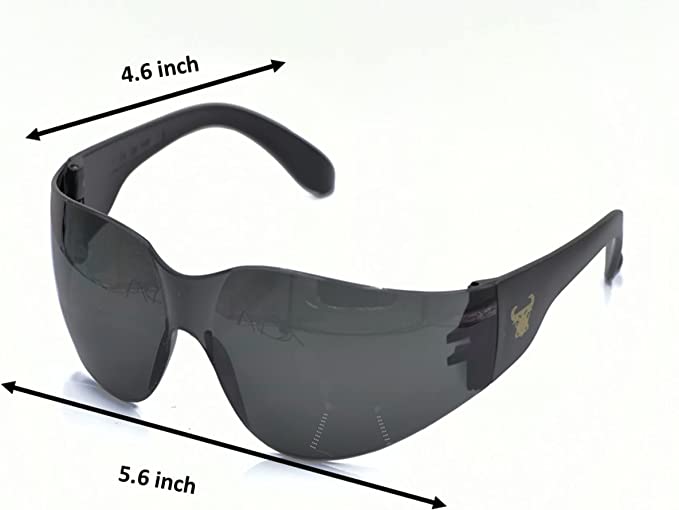 safety goggles, Scratch, Impact, and Ballistic Resistant, smoke lens, 12 Pack