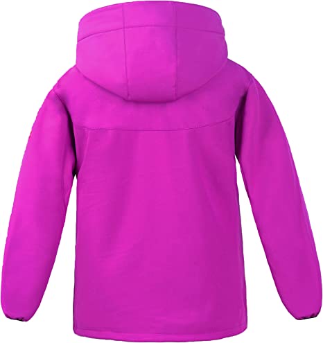 Boys Waterproof Softshell Jackets Fleece Lined Windpoof Raincoats with Hood