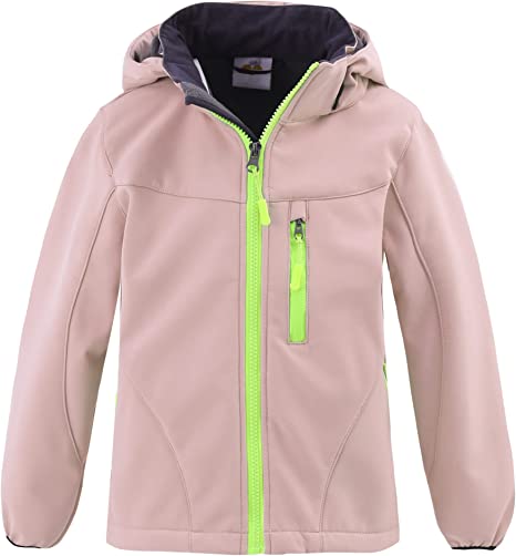 Boys Waterproof Softshell Jackets Fleece Lined Windpoof Raincoats with Hood