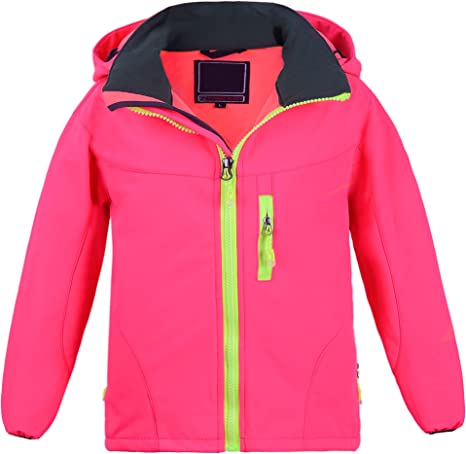 Boys Waterproof Softshell Jackets Fleece Lined Windpoof Raincoats with Hood
