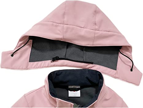 Boys Waterproof Softshell Jackets Fleece Lined Windpoof Raincoats with Hood