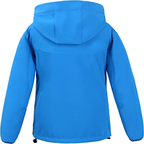 Boys Waterproof Softshell Jackets Fleece Lined Windpoof Raincoats with Hood