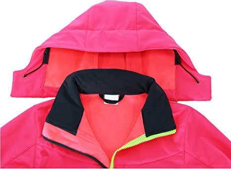 Boys Waterproof Softshell Jackets Fleece Lined Windpoof Raincoats with Hood