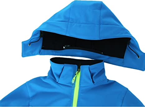 Boys Waterproof Softshell Jackets Fleece Lined Windpoof Raincoats with Hood