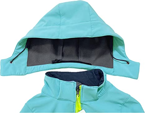Boys Waterproof Softshell Jackets Fleece Lined Windpoof Raincoats with Hood
