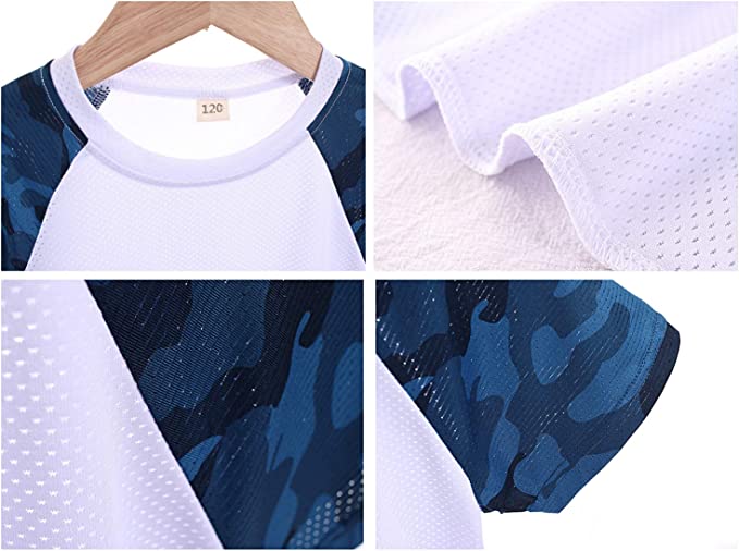 2 Piece Sports Outfit Shirt+Shorts Camouflage Fashion Athletic Quick-Dry 2-13Y