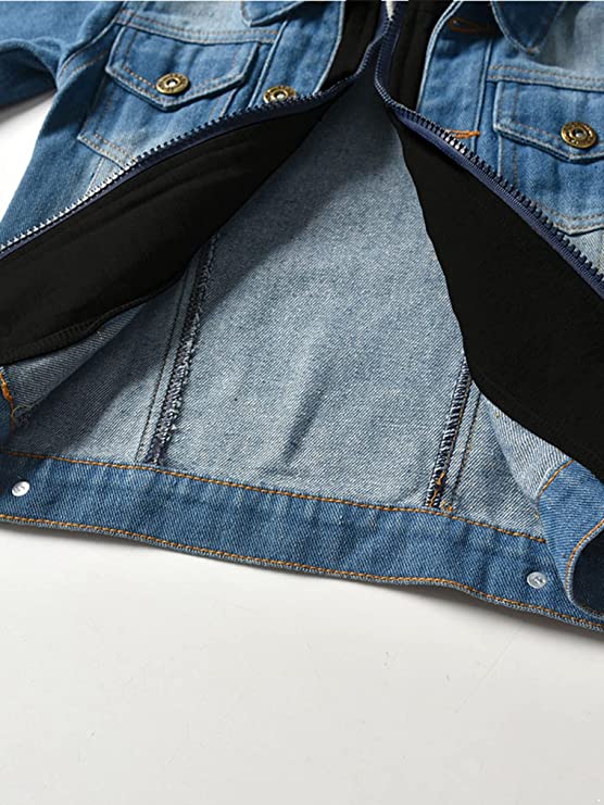 Jacket Long Sleeve Two Zipper Jeans Coat Tops Outfits
