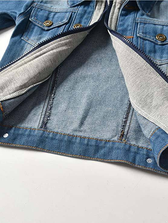 Jacket Long Sleeve Two Zipper Jeans Coat Tops Outfits