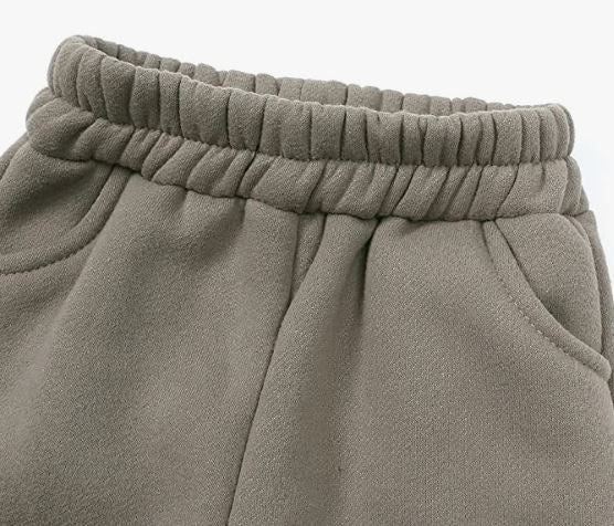 Tracksuit Kids Solid Color Hooded Sweatsuit Thick Cotton Pullover Sweatshirt + Pants Outfits Set
