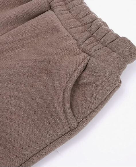 Tracksuit Kids Solid Color Hooded Sweatsuit Thick Cotton Pullover Sweatshirt + Pants Outfits Set