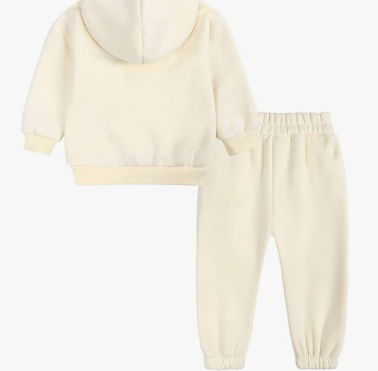 Tracksuit Kids Solid Color Hooded Sweatsuit Thick Cotton Pullover Sweatshirt + Pants Outfits Set