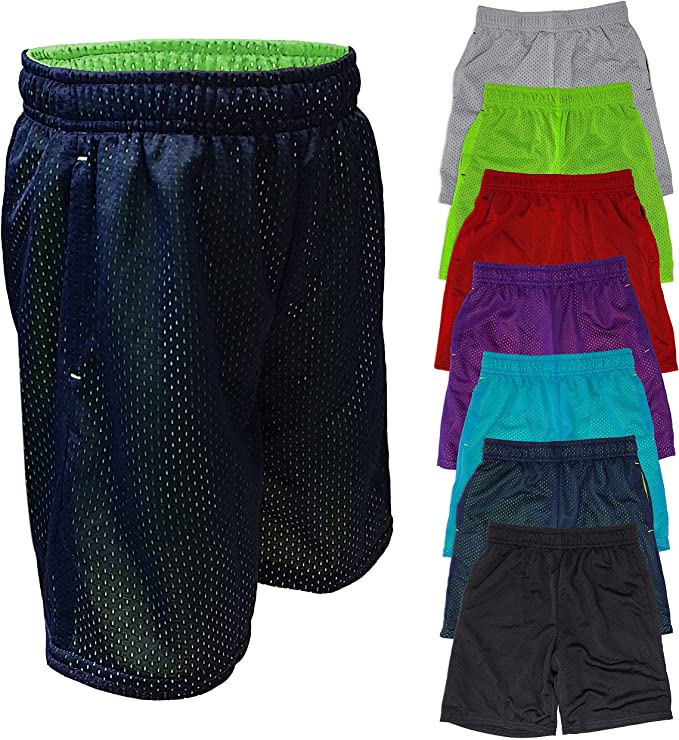 Boys 7 Pack Active Performance Mesh Style Basketball Sport Shorts