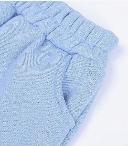 Tracksuit Kids Solid Color Hooded Sweatsuit Thick Cotton Pullover Sweatshirt + Pants Outfits Set