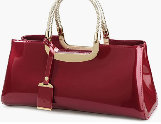 Leather Structured Shoulder Handbag Women Evening Party Satchel