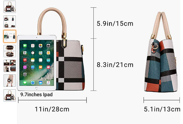 Tibes Top-Handle Handbags For Women Ladies Satchel Purse Splicing Color Shoulder Bag Fashion