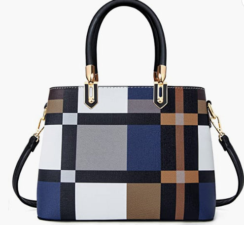 Tibes Top-Handle Handbags For Women Ladies Satchel Purse Splicing Color Shoulder Bag Fashion