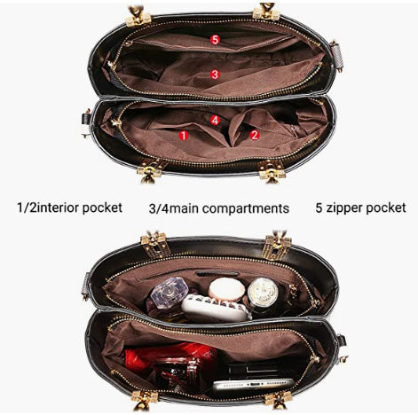 Tibes Top-Handle Handbags For Women Ladies Satchel Purse Splicing Color Shoulder Bag Fashion