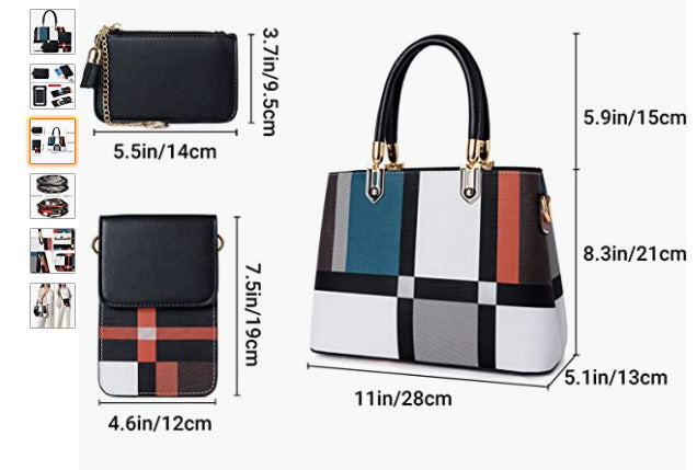 Tibes Top-Handle Handbags for Women Ladies Satchel Purse Splicing Color Shoulder Bag Fashion