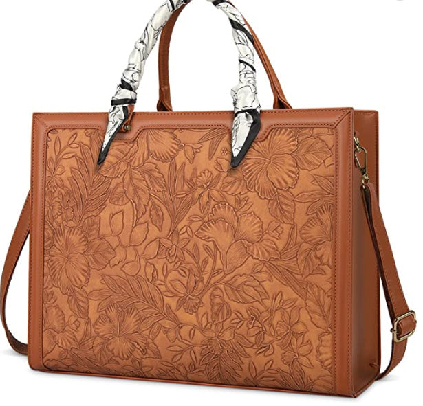 Laptop Bag for Women 15.6 Inch Laptop Bag Waterproof Leather Computer Shoulder Bag Large Capacity Work Bag Professional Work Lightweight Travel Handbag