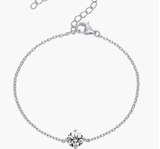 14K Gold Plated 925 Sterling Silver Cubic Zirconia Solitaire Diamond Bracelet | Bridesmaid Bracelets | Gold Bracelets for Women