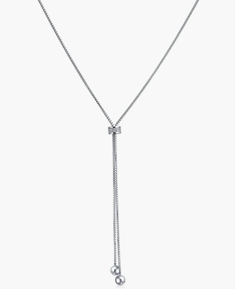 Minimalist Simple Geometric Round Ball Lariat Pendant Y Necklace For Women For Teen 925 Sterling Silver Adjustable