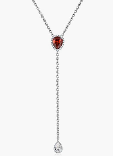 Sterling Silver CZ Teardrop Lariat Necklace 16