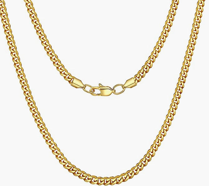 Silver Chain | Gold Chain for Men, 3.5MM/5MM Necklace for Men Diamond Cut Cuban Link Chain for Men Women Jewelry Gift for Women Men Boy Girls Super Sturdy Shiny Chain 18,20,22,24,26 Inch