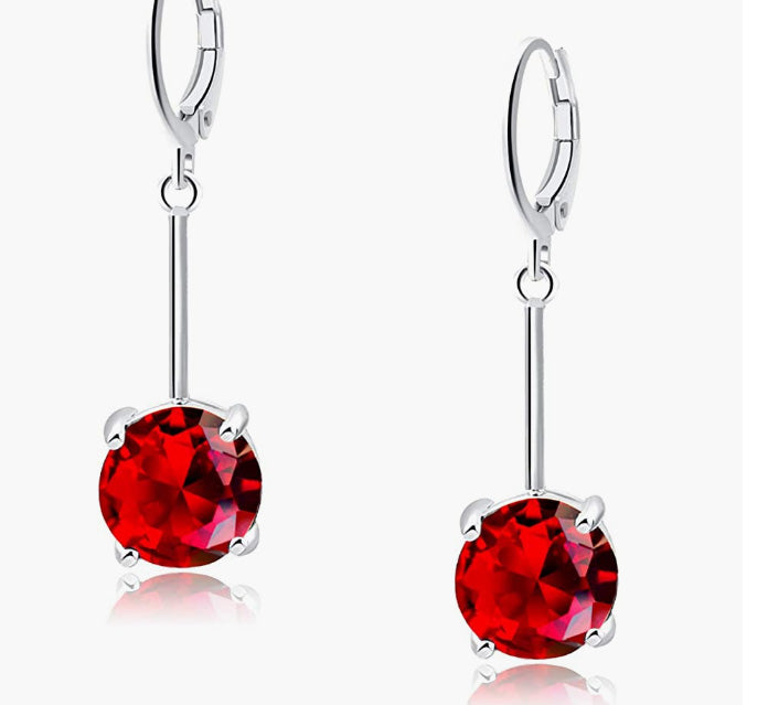 Gemstone Drop Dangle Earrings | Stylish 18k Platinum /Gold Plated Leverback Crystal Cubic Zirconia Hanging Earrings