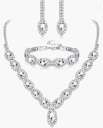 Jewelry Sets for Women Premium Wedding Bridal Jewelry Set with Necklace And Earring for Bride Cubic Zirconia Bridesmaid Jewelry