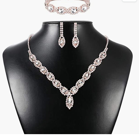 Jewelry Sets for Women Premium Wedding Bridal Jewelry Set with Necklace And Earring for Bride Cubic Zirconia Bridesmaid Jewelry