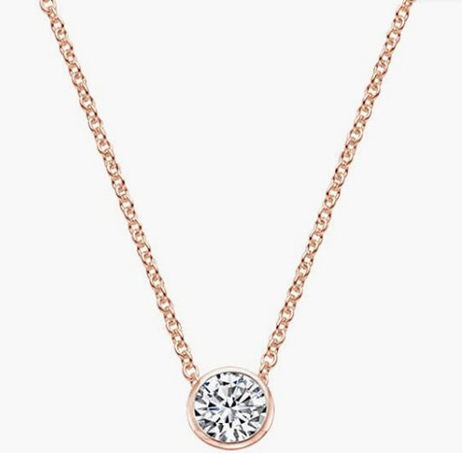 14K Gold Plated 1.00 ct (D Color, VVS Clarity) CZ Simulated Diamond Sterling Silver Necklace for Women