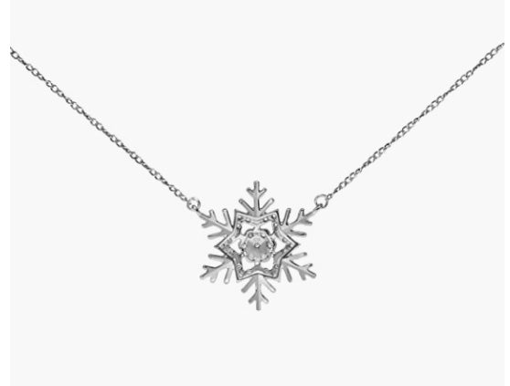 Diamond Snowflake Necklace for Women Winter Snow Holiday in 10K White Gold, 10K Yellow Gold and 925 Sterling Silver