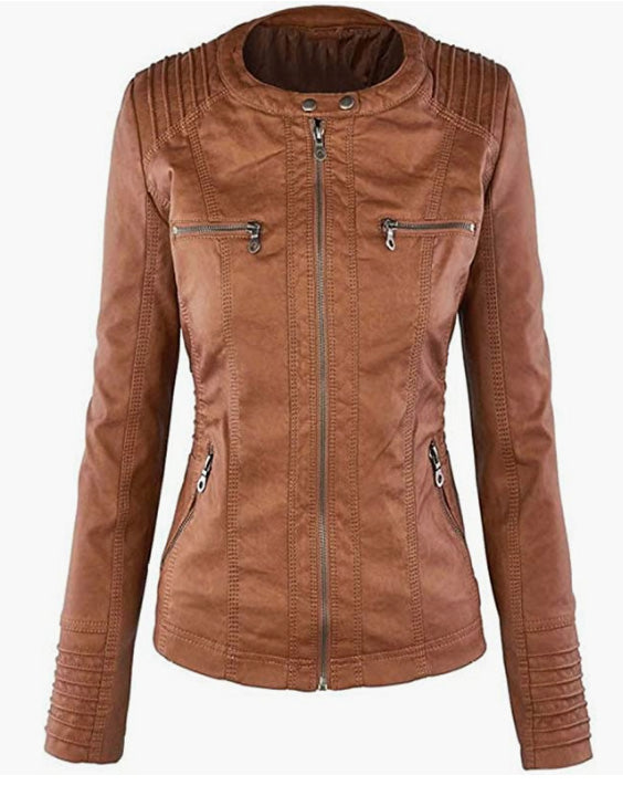 Leather Jacket Removable Hoooded