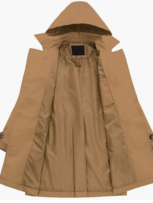 Overcoat Long Dress Jacket with Detachable Hood