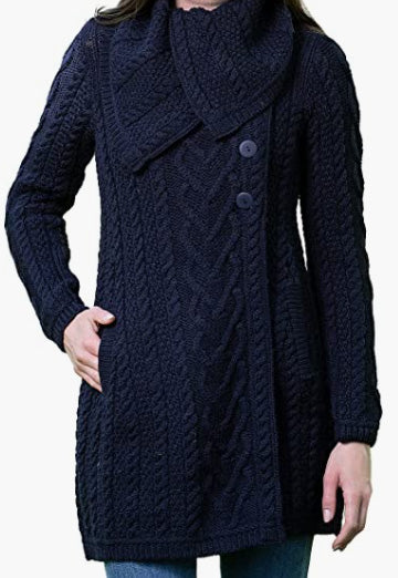 Ladies Classic Cable Cardigan Coat
