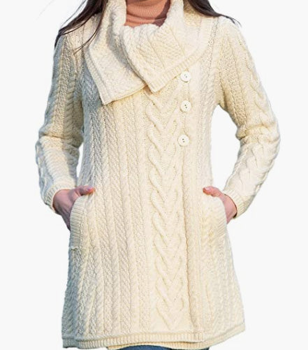 Ladies Classic Cable Cardigan Coat