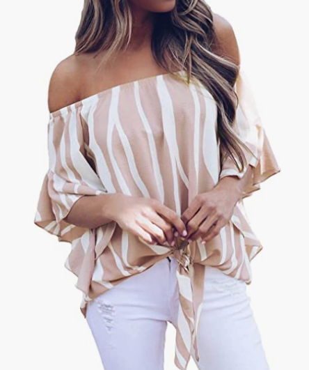 Tie Knot Striped Shirts Blouses