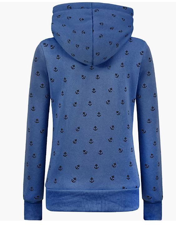 Women’s Hoodies Zip Up Long Sleeve Regular Fit Floral Hooded Sweatshirt Casual Coat