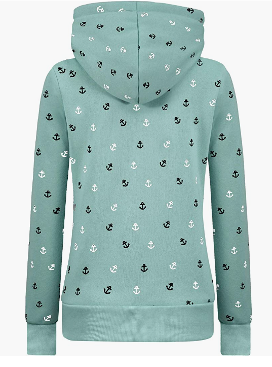 Women’s Hoodies Zip Up Long Sleeve Regular Fit Floral Hooded Sweatshirt Casual HOODIE