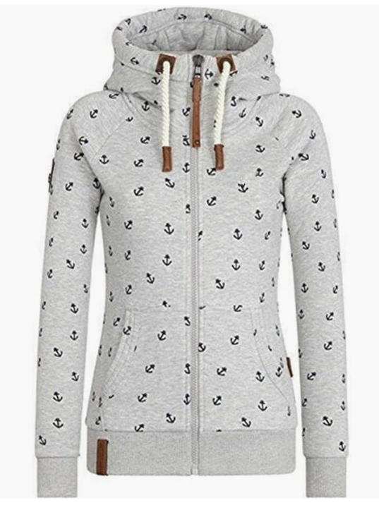Women’s Hoodies Zip Up Long Sleeve Regular Fit Floral Hooded Sweatshirt Casual HOODIE