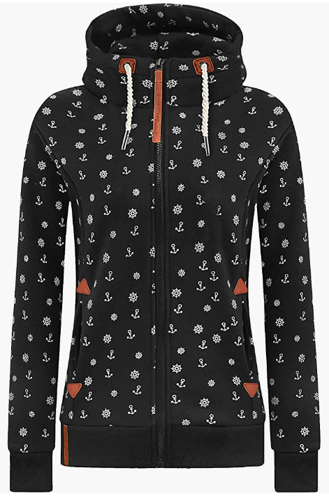 Women’s Floral Fleece Hoodies Lightweight Long Sleeve Full Zip Sweatshirt Jacket