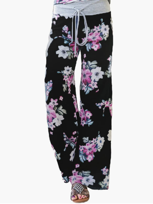 Casual Printed Drawstring Trousers
