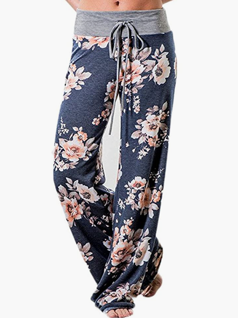 Casual Printed Drawstring Trousers