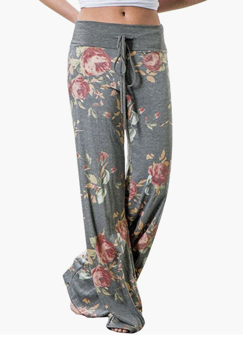 Casual Printed Drawstring Trousers