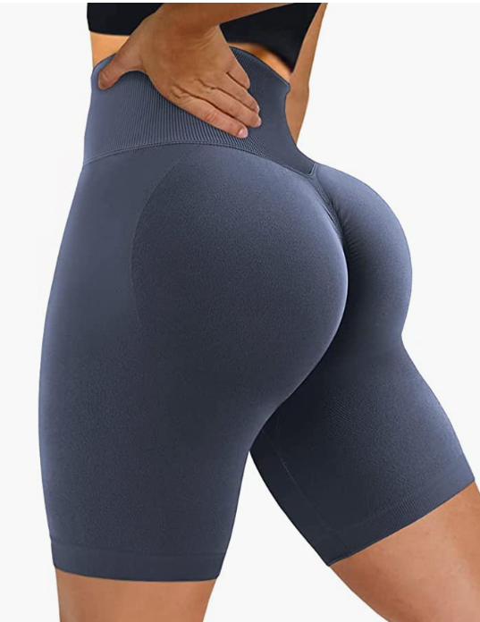 Waist Workout Biker Shorts Ruched Bum Smile Contour