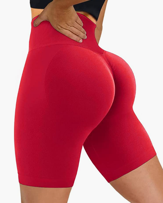 Waist Workout Biker Shorts Ruched Bum Smile Contour