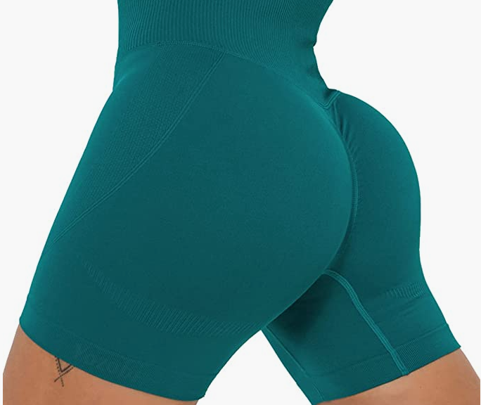 Waist Workout Biker Shorts Ruched Bum Smile Contour